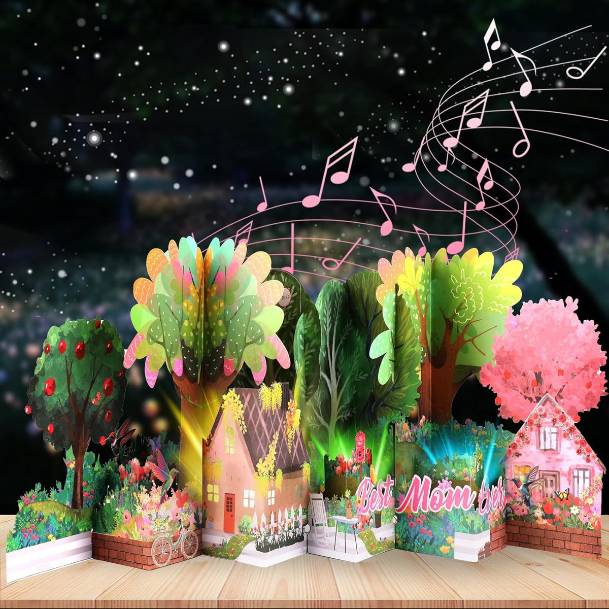 Musical Birthday Card For Mother, 3D Pop Up Greeting Card With Lights, Paper Large Greeting Cards, Birthday Gift For Mum, Grandmother
