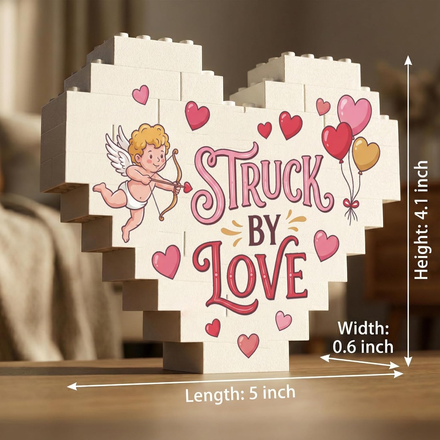 Cute Valentines Day Gifts For Him Her - Heart Puzzle Sign With Keychain & Card - Small Funny Valentines Gifts For Boyfriend Girlfriend - Romantic Anniversary Birthday Gift For Husband Wife, Cute Decor