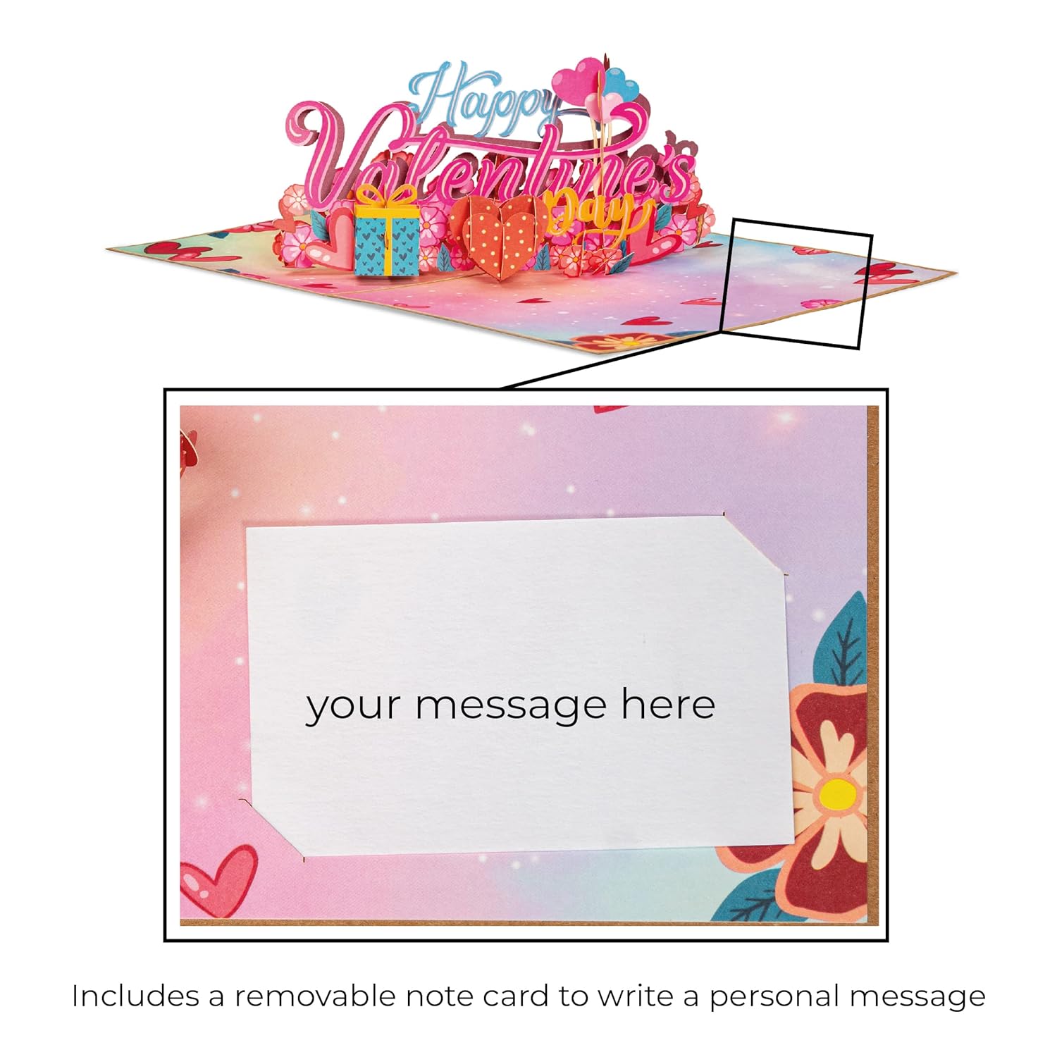 Happy Valentine'S Day Card, 3D Pop Up Valentine Cards, Handcrafted- 100% Recycled And Eco-Friendly, 8" X 6" Cover - Includes Envelope And Note Tag, By Paper Love