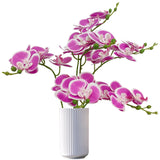 6 Purple Orchid Artificial Flowers Real Touch, 23'' Artificial Faux Realistic Latex Orchid Stem Bouquets, Fake Phalaenopsis Flower For Wedding Home Arrangement Décor (6, Rose Red + White Edge)