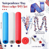 4Th Of July Foam Firecracker Diy Kits Patriotic Decorations Include Red White Blue Foam Noodles Stars Branches Sticker Ribbon Tinsel Garland For Independence Day Memorial Day Home Party Decor