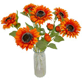 6Pcs Artificial Fake Faux Silk Sunflowers,Sun Flowers Home Decor,Orange Sunflowers Aritificial Flowers For Wedding Garden Vase Birthday Party Decor (6, Orange)