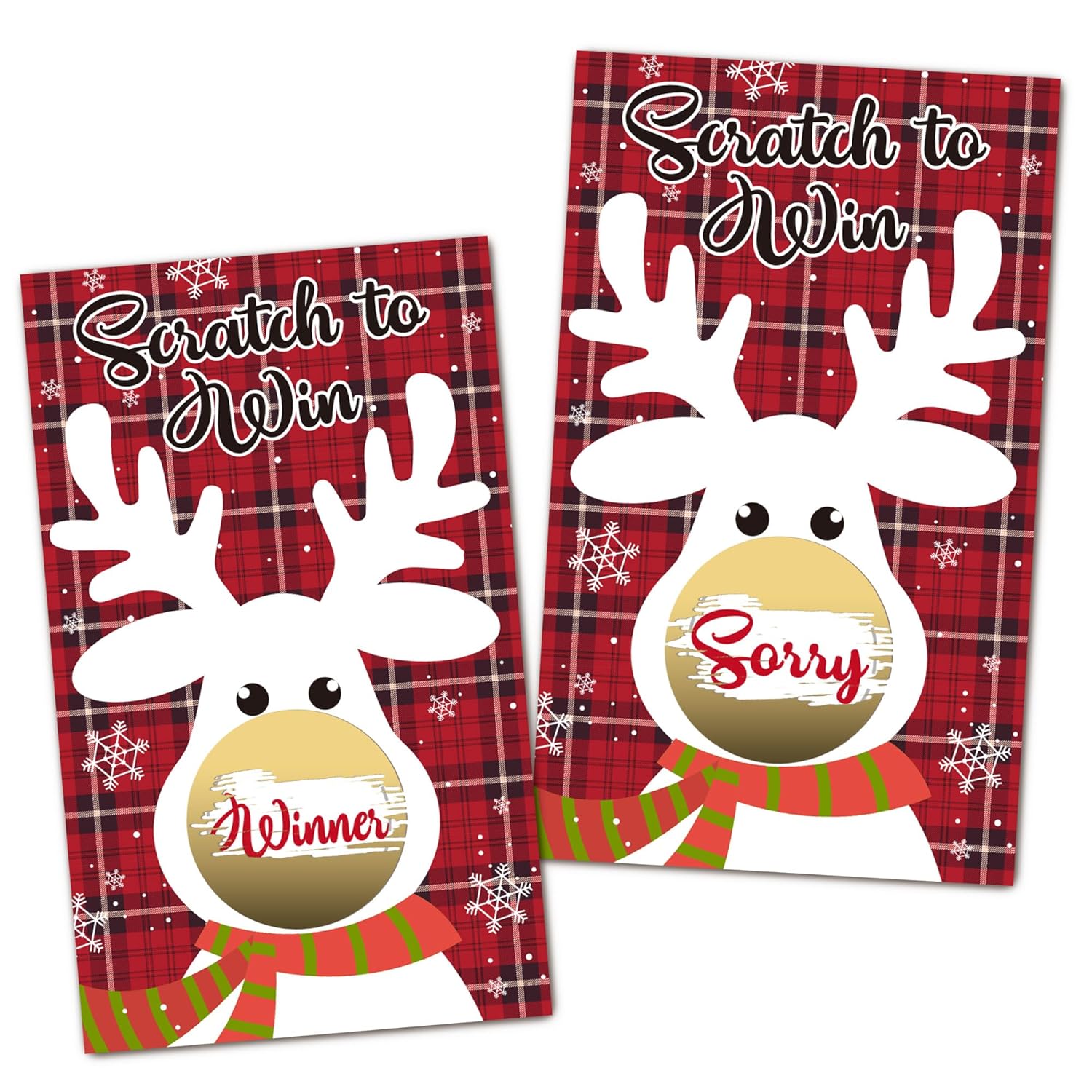 Christmas Scratch Off Cards, 50Pcs Xmas Reindeer Scratch To Win Cards, Christmas Party Game For Ice Breaker Activity, Groups Events Game, Festival Holiday Party Supplies(3.5X2.1 Inches)-A01