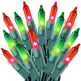 Christmas Lights 50Ft 200 Count Incandescent Bulbs Red And Green Mini Lights With Green Wire For Christmas Tree, Garland