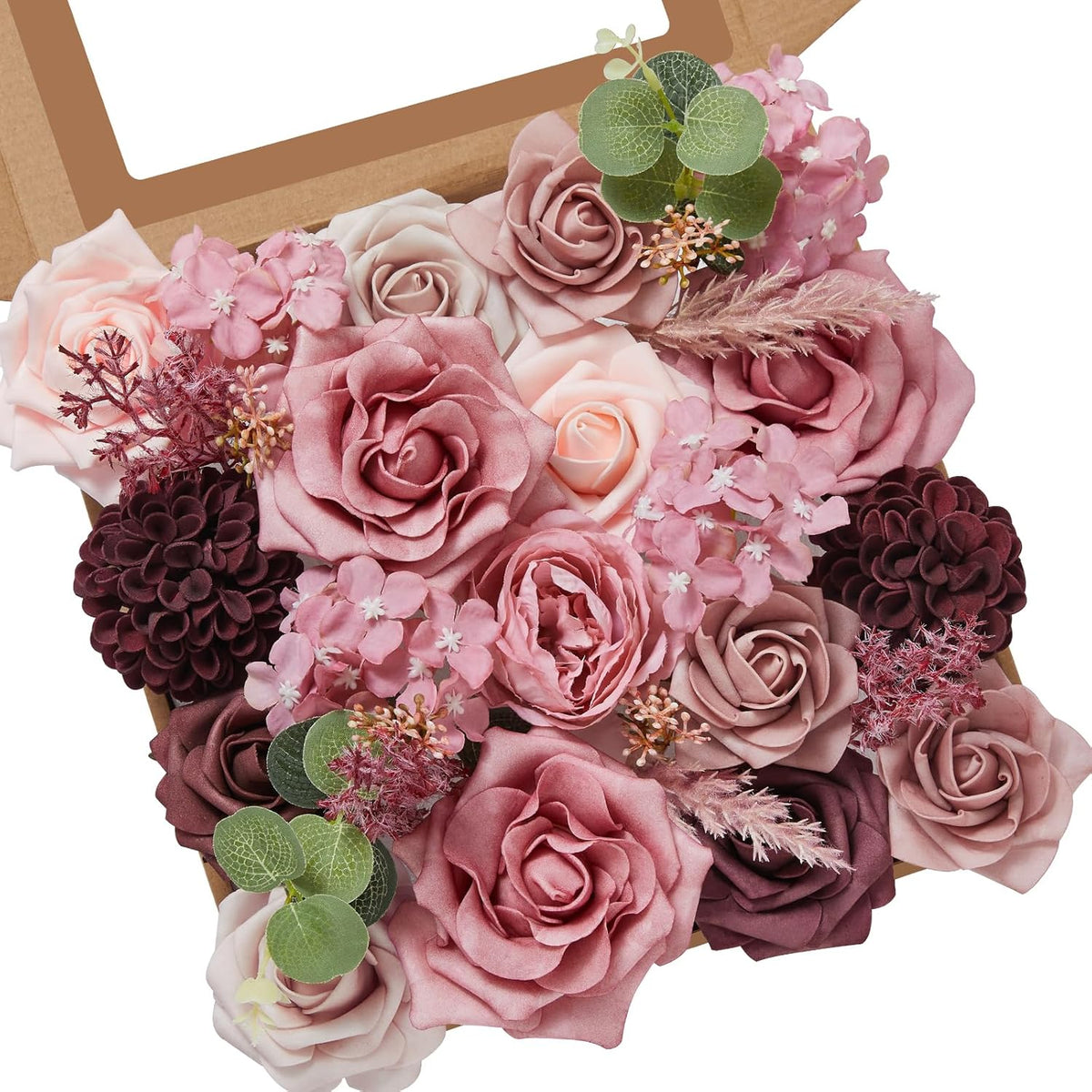 Artificial Flowers Pink Fake Flowers Combo Box Set Silk Flowers With Stems For Diy Wedding Bouquets Bridal Shower Centerpieces Arrangements Party Cake Decorations