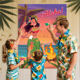 Hawaiian Party Game Luau Games Summer Tropical Pin The Flower Funny Poster With 24 Stickers And 2 Blindfolds For Tiki Summer Beach Party Supplies