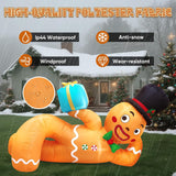 10Ft Christmas Inflatable Outdoor Decoration, Lying Gingerbread Inflatable Blow Up Yard Decorations With Leds, Giant Gin