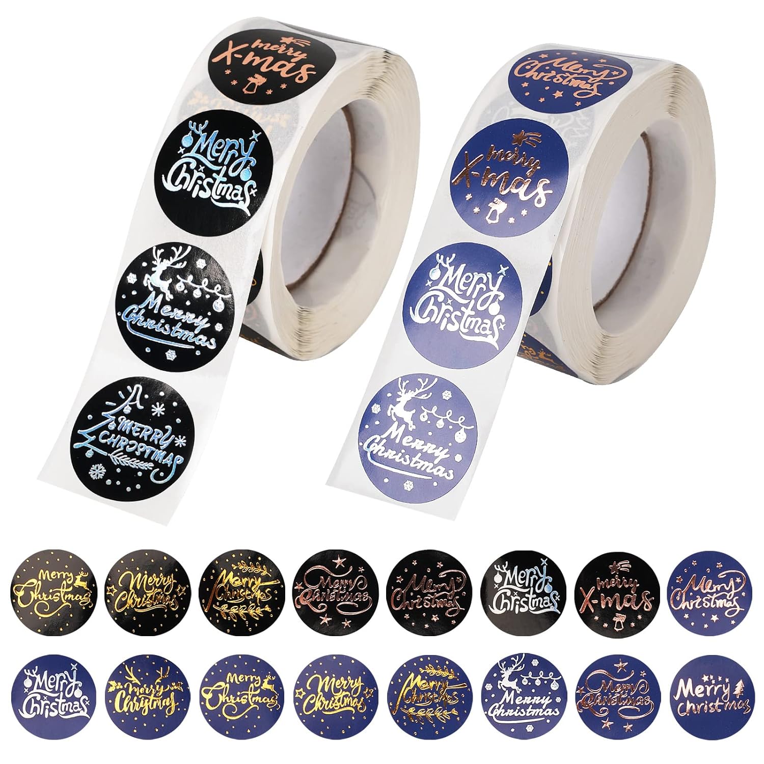 1000 Pieces Christmas Stickers,Round Seal Label Stickers For Cards Gift Envelopes Boxes Party Decoration (1'' And 2 Rolls)