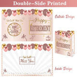 Happy Retirement Party Decorations Card For Women, Pink Rose Gold Large Retirement Card With Envelope, Jumbo Happy Retired Guest Book Greeting Card, Giant Farewell Retired Card Gifts