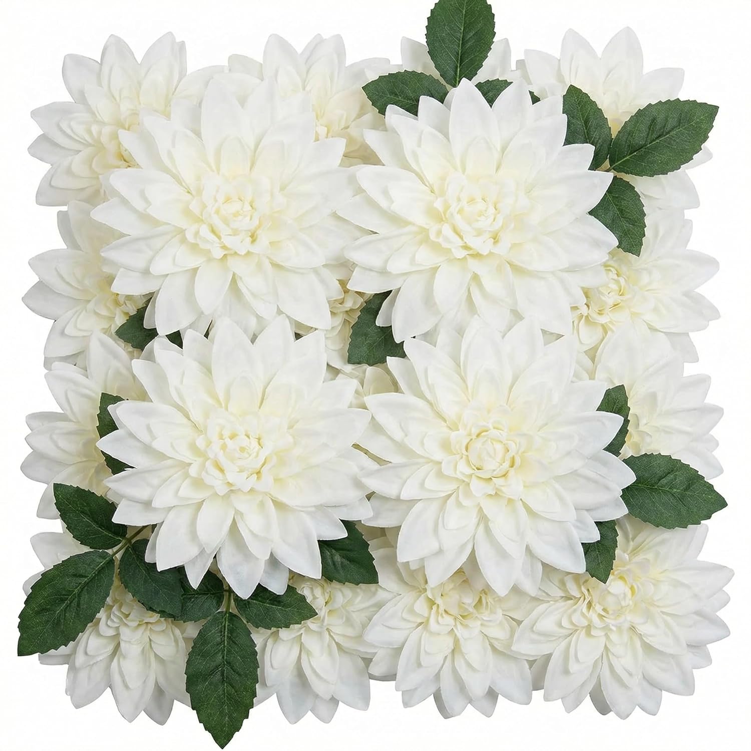 24 Pcs Large Artificial Dahlia Flowers 5.12'' Real Looking Silk Fake Dahlias With Stems Faux Flowers Wedding Bouquets Floral Arrangements For Diy Bridal Shower Home Table Decor(White)