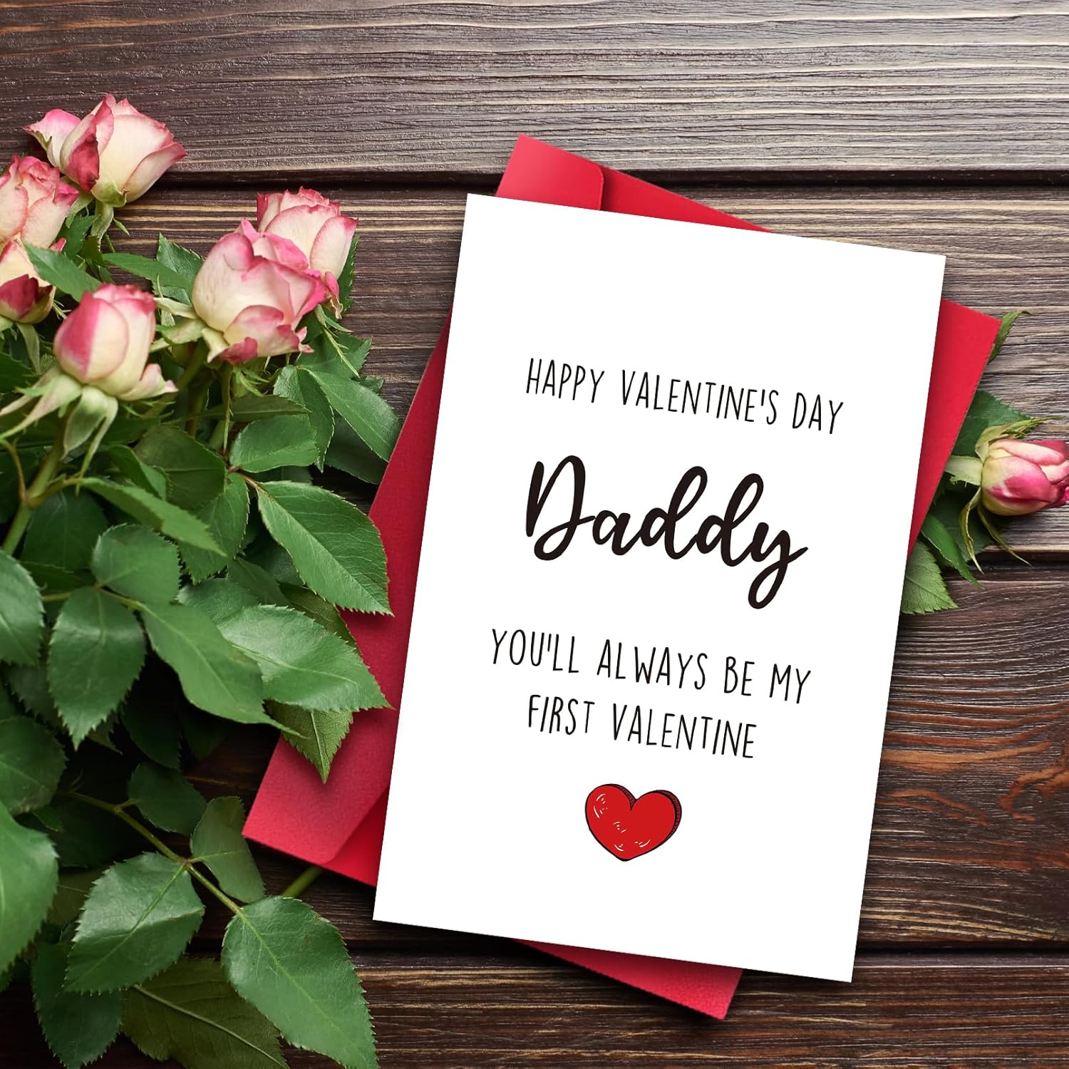 Funny Valentines Day Card For Dad, Daddy Valentines Day Card From Daughter For Father With Envelope Sticker, Blank Inside, Cute Valentine Gift