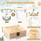 Winter Adventure Baby Shower Game - 50Pcs Baby It'S Cold Outside Winter Wonderland Snowflake Advice & Prediction Cards With Wooden Keepsake Box For Christmas Party Decor Supplies Gift