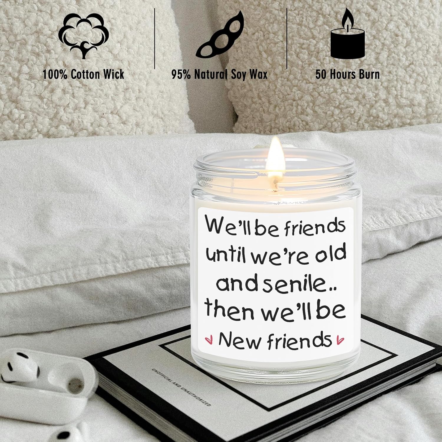 Friend Gifts For Women, Friendship Gifts, Cool & Unique Gift For Female Friend, Birthday Christmas Gift Idea For Bestie, Funny Lavender Scented Candles For Her
