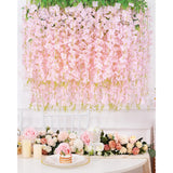 40 Pack Light Pink Wisteria Hanging Flowers, Fake Hanging Flowers For Decoration, Artificial Hanging Flowers,Vines For Bedroom,Flower Garland For Home,Party,Garden, Wall,Wedding Decoration(3.6 Ft/Pcs)