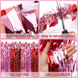 2-Pack Valentine’S Day Table Skirts, Red And Pink Metallic Fringe Party Table Decorations For Romantic Dinner, Anniversary, Or Galentine’S Party