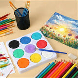 36 Pcs Tempera Paint Cakes With Tray 9 Colors 2.24 X 0.71 Inch Giant Tempera Paint Set Painting Cakes Tray Palette With Paintbrush Paints Blocks Adults Art Supplies Crafts Drawing Artists