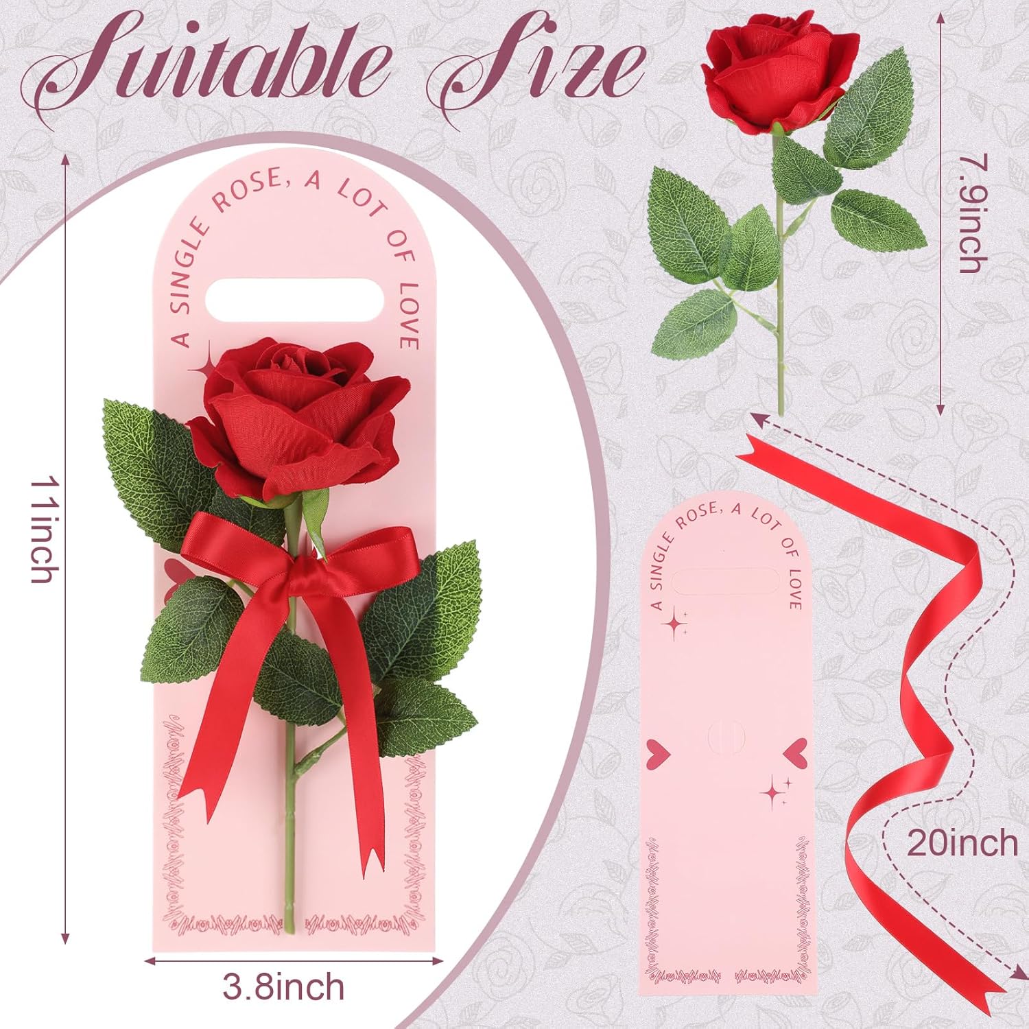 4 Sets Valentine'S Gift Artificial Single Rose Bouquet With Handheld Packaging Box High Simulation Long Stem Forever Single Rose Flower Romantic Gift For Mother'S Day Birthday Wedding(Red)