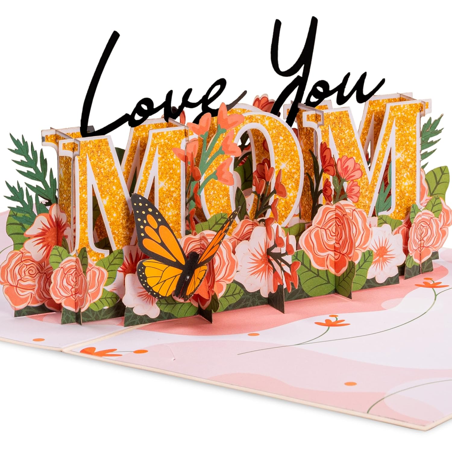3D Love You Mom Pop Up Mothers Day Card, For Mom, Wife, All Occasion - 5" X 7" Cover - Includes Envelope And Note Tag