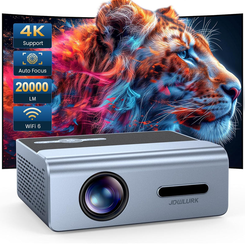 Projector, 1080P, 20000L, WiFi Bluetooth, 4K Support, Electric Focus, Keystone