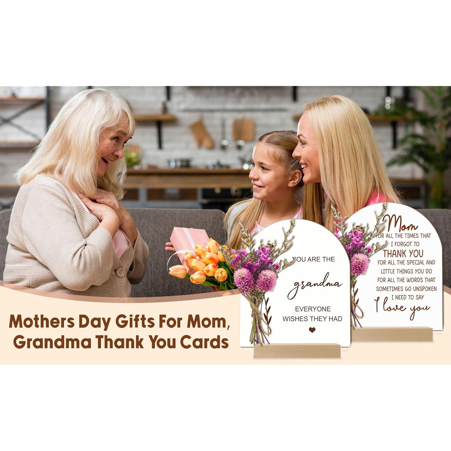 You Are The Grandma Everyone Wishes They Had, Birthday Gift For Grandma, Wooden Card With Dry Flowers, Gifts For Grandma Grandmother Gift Ideas, Mothers Day Card, Best Grandma Gifts From Grandkids