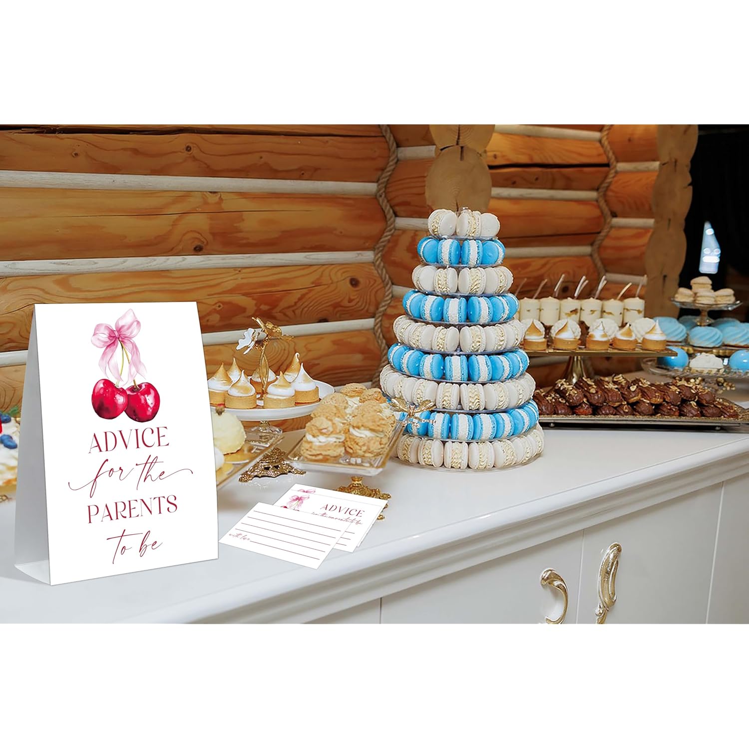 Advice For New Parents Baby Shower, Cherry Sign And 50 Advice And Wishes Cards, Baby Shower Game, Gender Reveal Games, Gender Reveal Neutral Decorations, Centerpiece Party Decorations,13