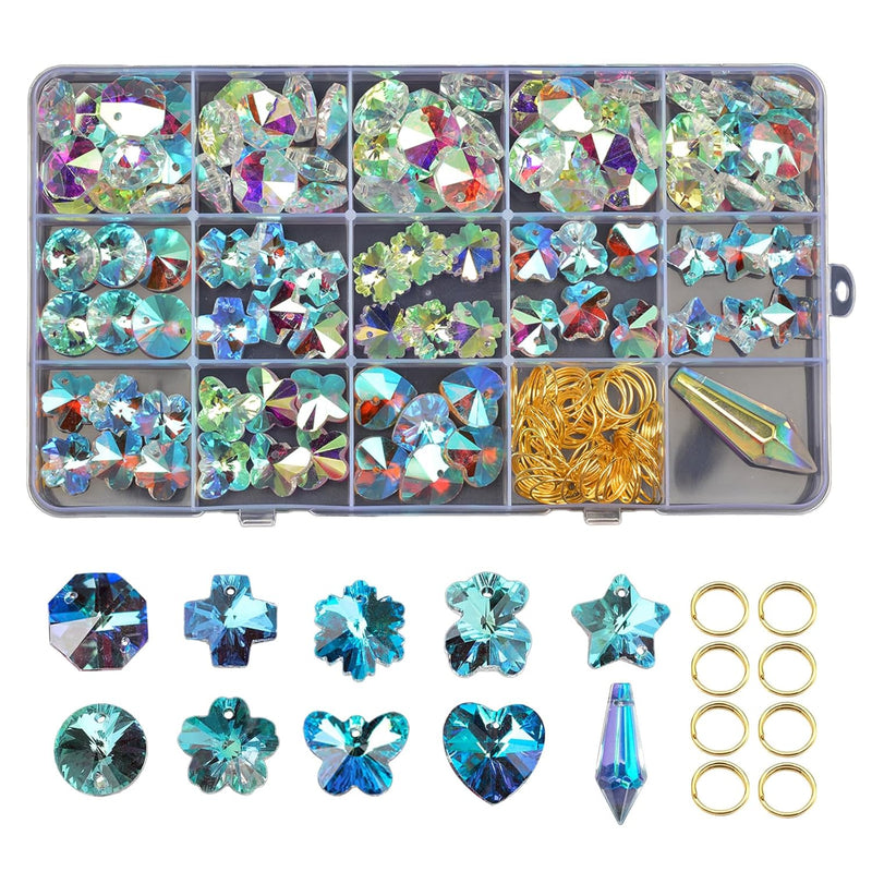 160 Pcs Mix Ab Crystal Beads Suncatcher Prism Kit Charms Butterfly Heart Snowf