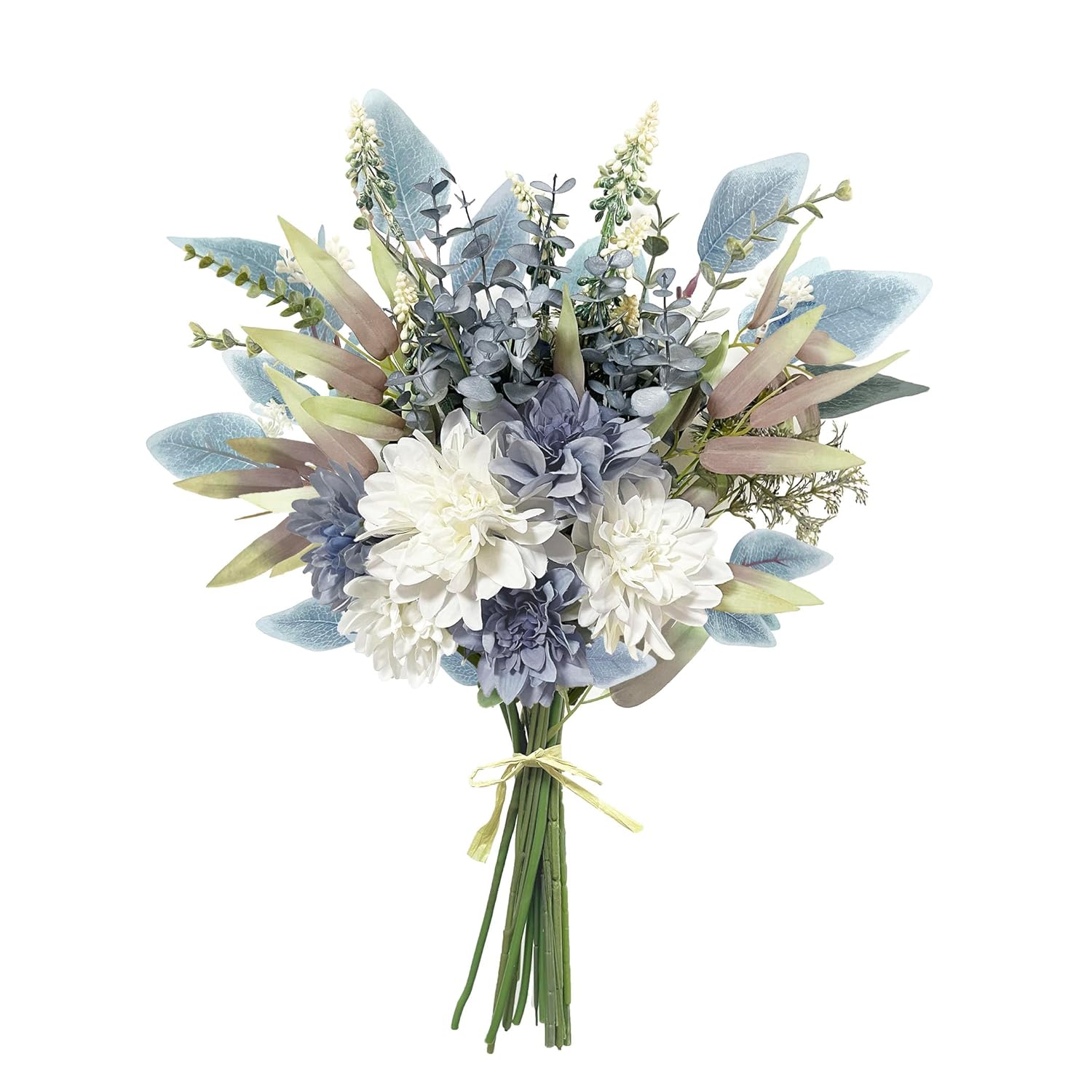 Artificial Flowers Bouquet, Silk Flowers Blue Fake Flowers Arrangement Faux Flowers For Home Decor, Vase Arrangement, Wedding Bouquets, Table Centerpieces Decor (Blue White No Vase)