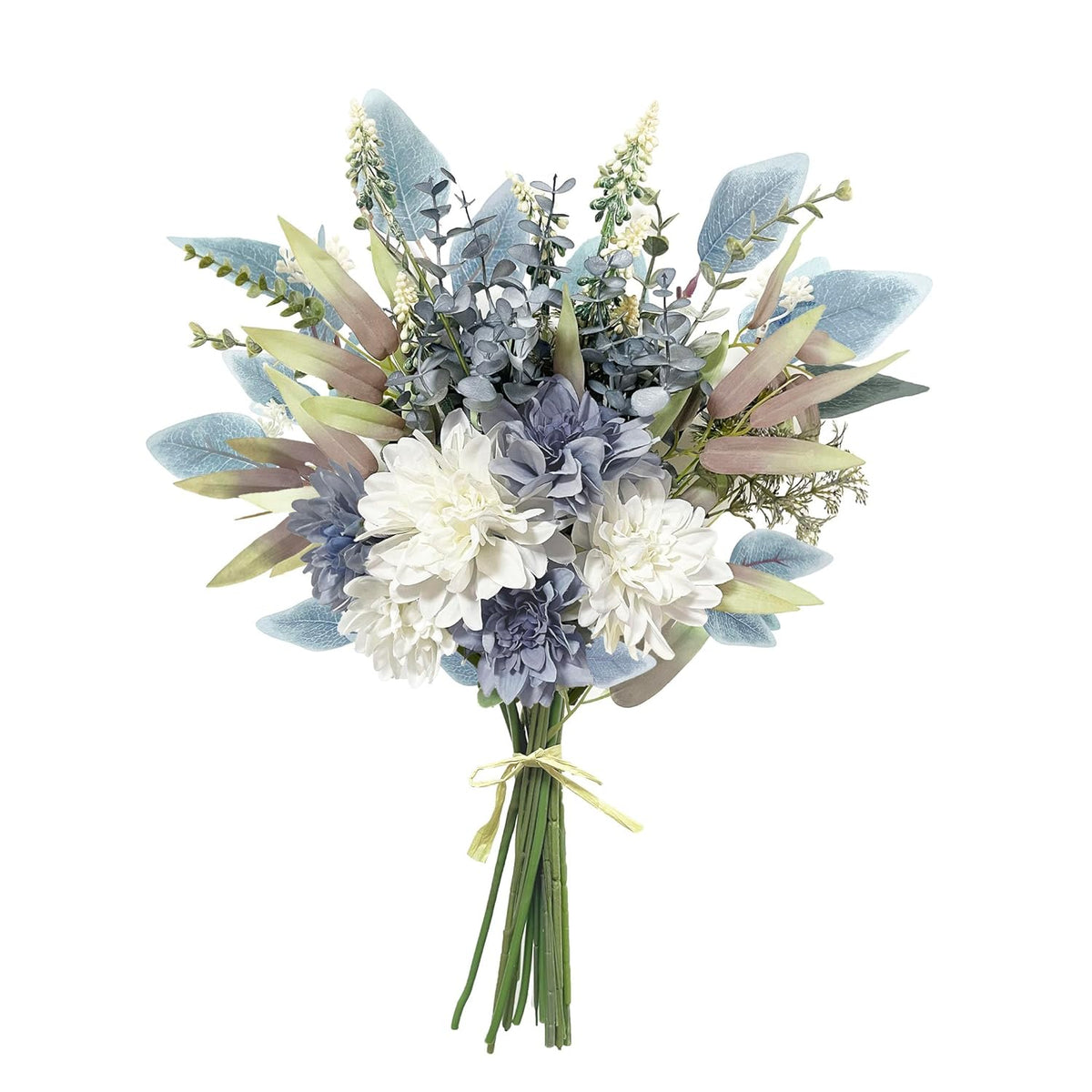 Artificial Flowers Bouquet, Silk Flowers Blue Fake Flowers Arrangement Faux Flowers For Home Decor, Vase Arrangement, Wedding Bouquets, Table Centerpieces Decor (Blue White No Vase)