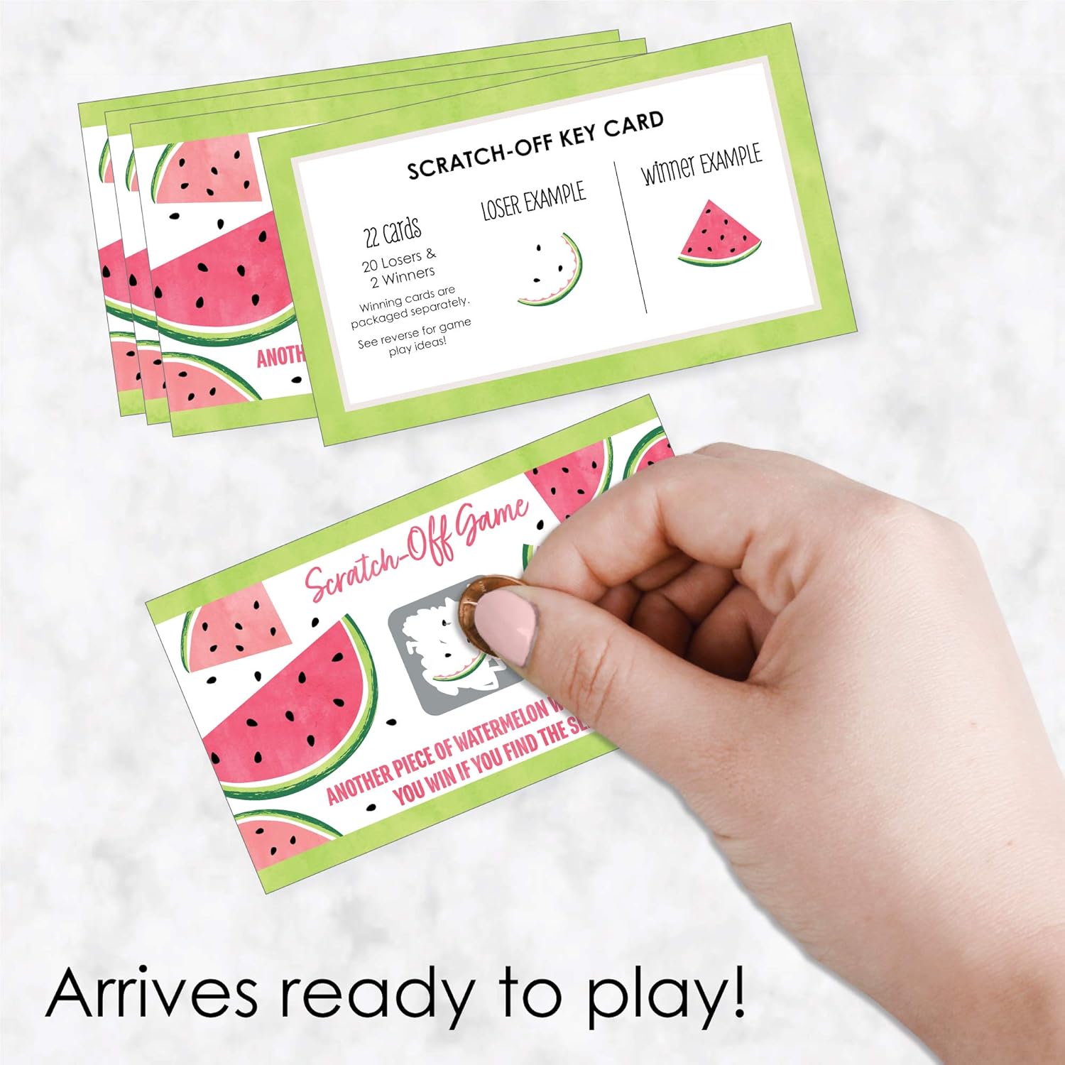 Big Dot of Happiness Sweet Watermelon - Fruit Party Game Scratch Off Cards - 22 Count