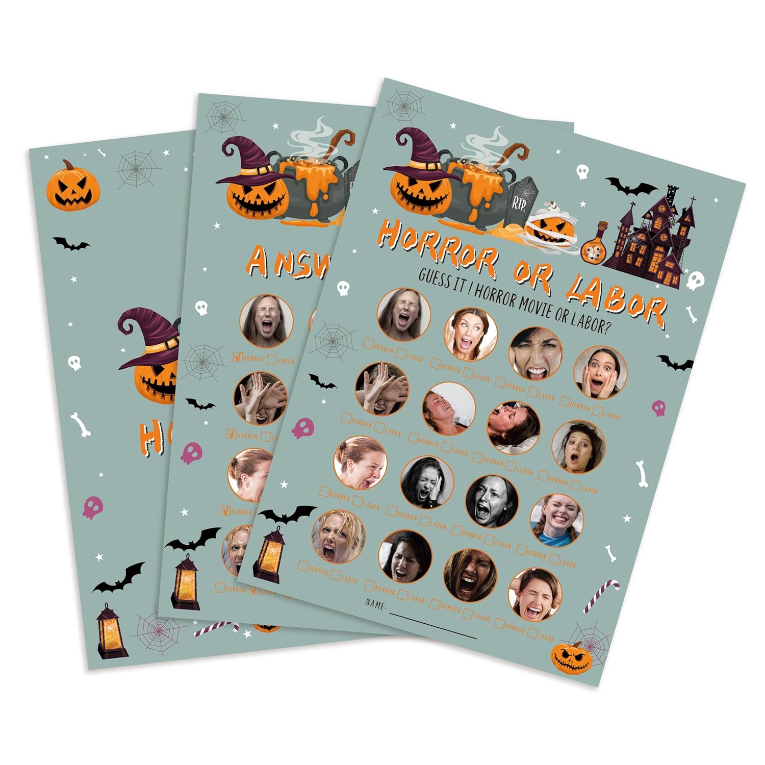 Halloween Party Horror Or Labor Baby Shower Game - 30 Players, Funny Games For Gender Reveal Party - Hol01