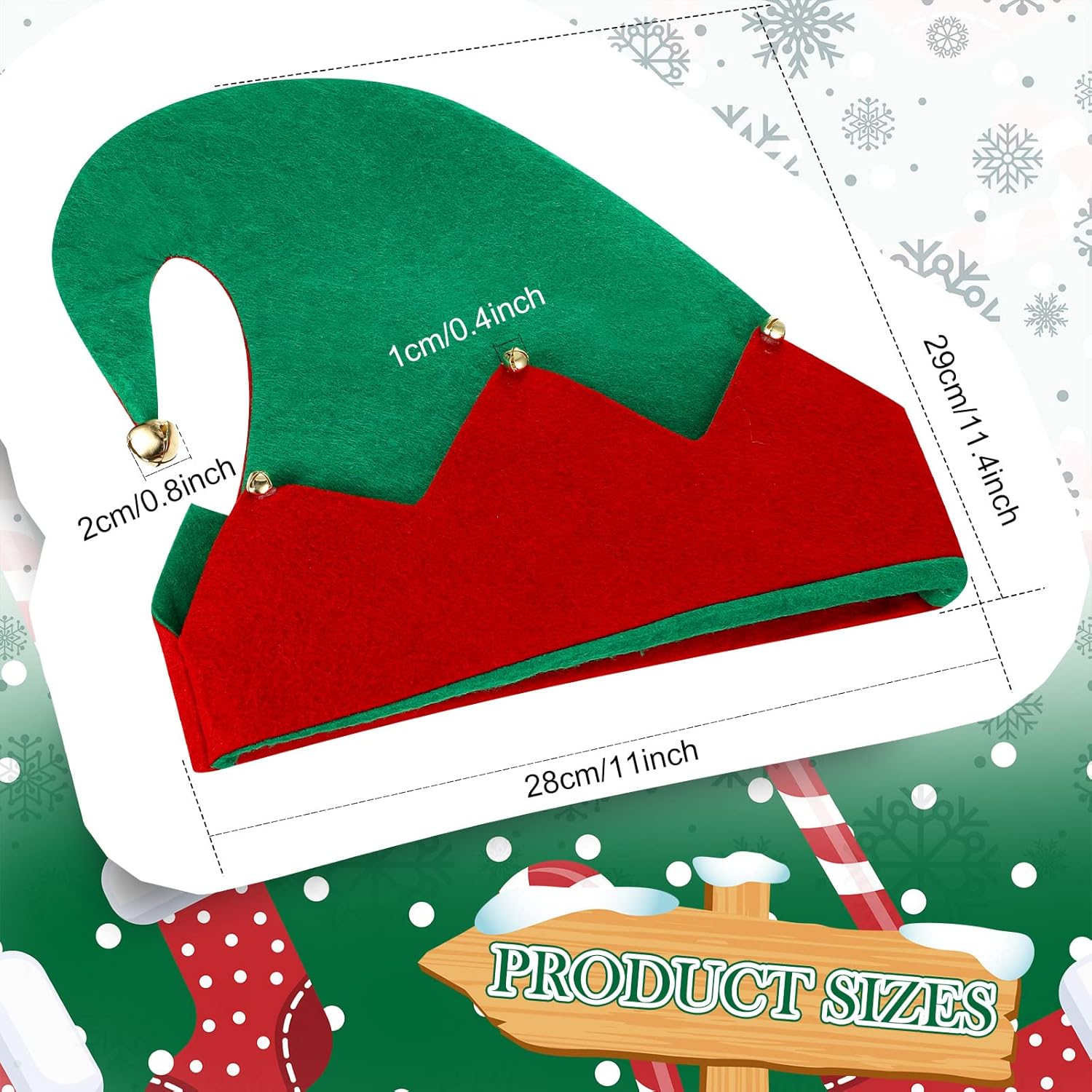 18 Pieces Christmas Elf Felt Hat For Adults Red And Green Santa Elf Hats Bulk Xmas Christmas Elf Costume Headwear Accessories