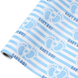 Blue Baby Wrapping Paper Roll-17 Inches X 32.8 Feet, Mini Roll, Footprints And Baby Boy Design Wrap Paper For Baby Shower, Boys' Birthday Party, Newborn, New Moms, Little One, 1St Baby, 1 Roll