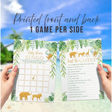 Jungle Baby Shower Games - 25 Each - Bingo, Find The Guest, The Price Is Right, Who Knows Mommy Best - Jungle Animals Theme - Printed Front And Back, 1 Game Per Side