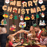 13 Pcs Christmas Banner Hanging Swirls Set, Xams Banner Santa Claus Hanging Swirl Snowman Elk Streamers For Merry Christmas Party Decorations
