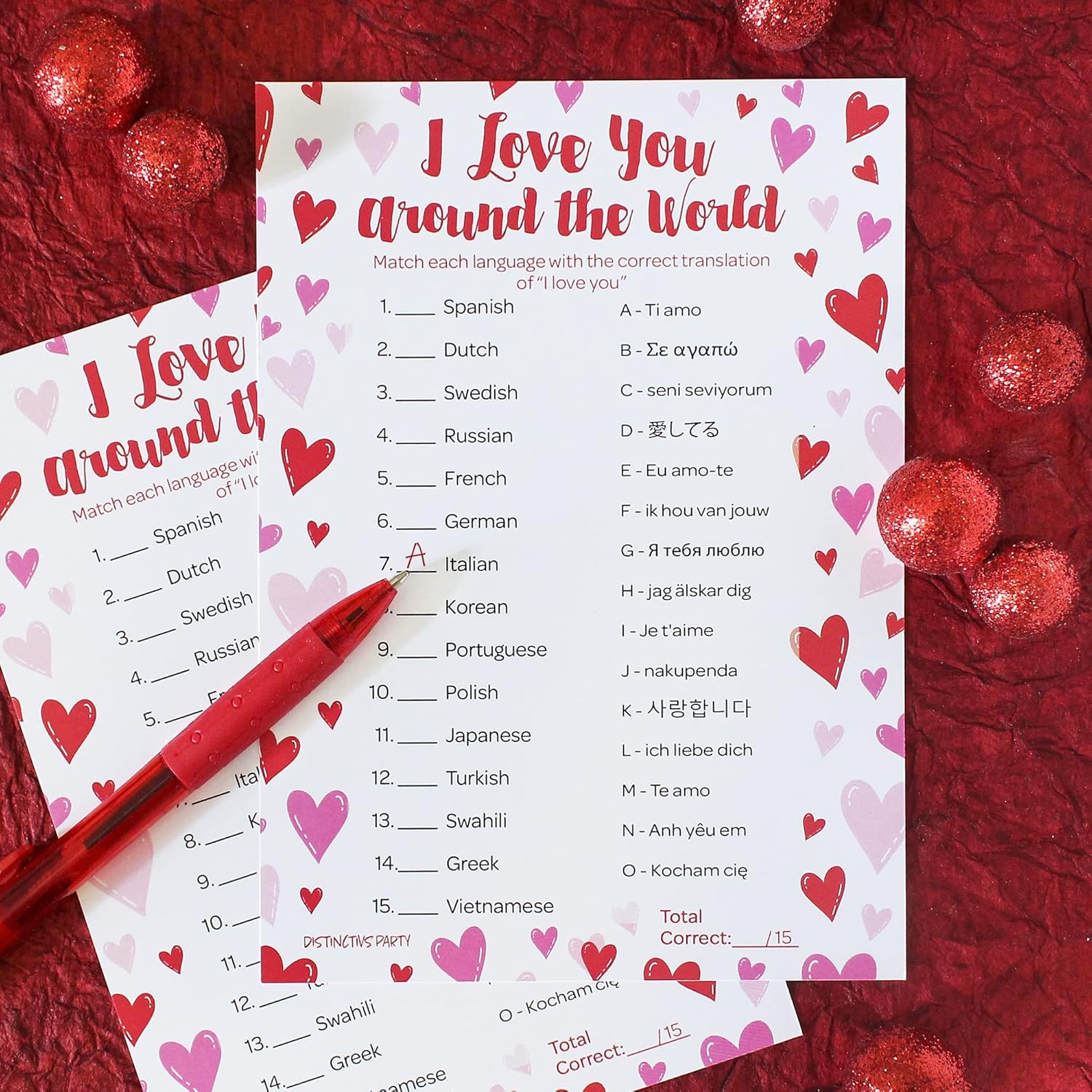 Valentine’S Day I Love You Around The World Game – 25 Player Cards, Classroom Party Activity, Fun Language Matching Game For Kids, Educational Valentine Party Game