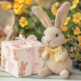 Bunny Wrapping Paper - 4 Jumbo Sheets, 28 * 40 Inches - Pink Bow Gift Wrap, Perfect For Christmas Birthday Baby Shower Easter Wedding Spring