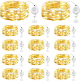 14 Pack Battery Operated Fairy Lights 7FT 20 LED Warm White Waterproof Silver Wire String Lights for Mason Jars Wedding Decor