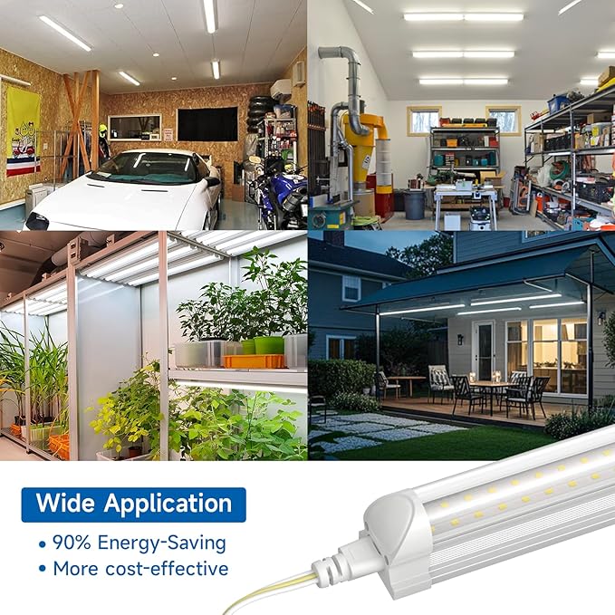 4 Pack 4FT LED Shop Lights 40W 5000LM 5000K Linkable T8 Integrated Fixtures for Garage Workshop
