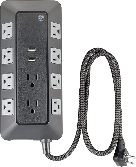 Surge Protector Power Strip with USB Ports 4 Ft Braided Extension Cord