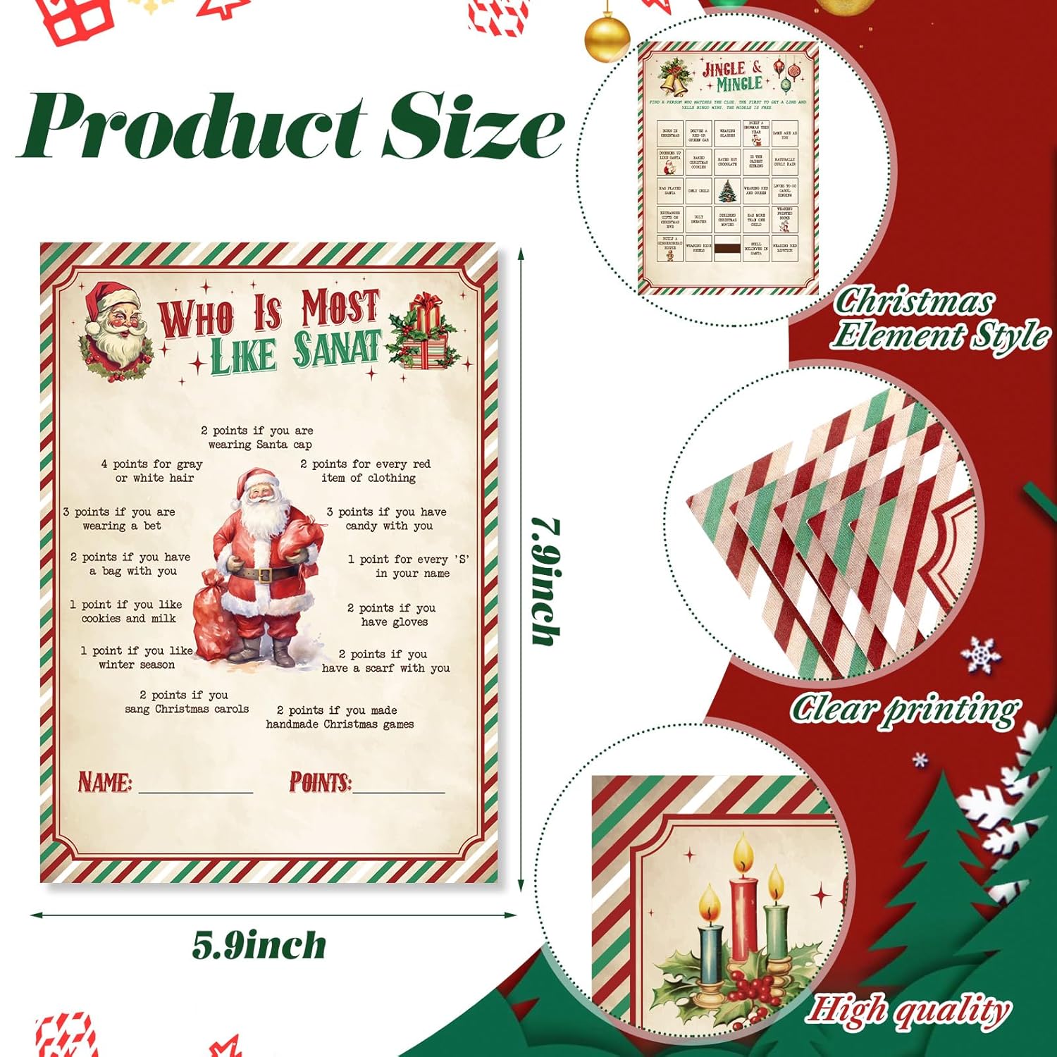 102 Pcs Christmas Trivia Games For Large Group Festival Question Answer Guessing Word Scramble Cards Activity For Xmas Indoor Game Holiday Party Activity Family Friends(Kraft,Candy Canes)