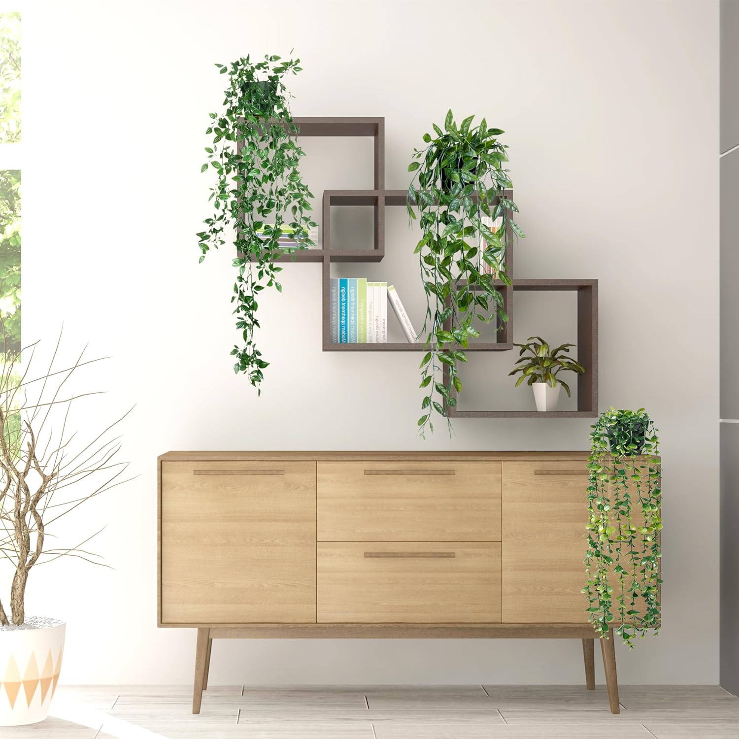 Fake Hanging Plants 3 Pack Artificial Eucalyptus Fake Potted Greenery Faux Eucalyptus Mandala Vine Pea Pod For Home Indoor Outdoor Wall Garden Wedding Decor