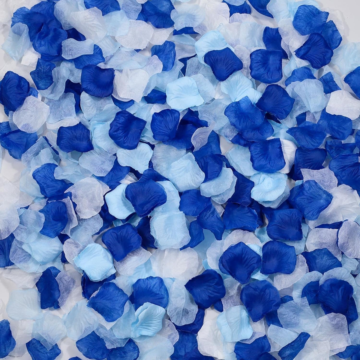 3000Pcs Fake Rose Petals, Artificial Flower Petals For Romantic Night, Valentine'S Day, Flower Girl Basket, Proposal, Wedding Decorations, Dark Blue+Light Blue+White