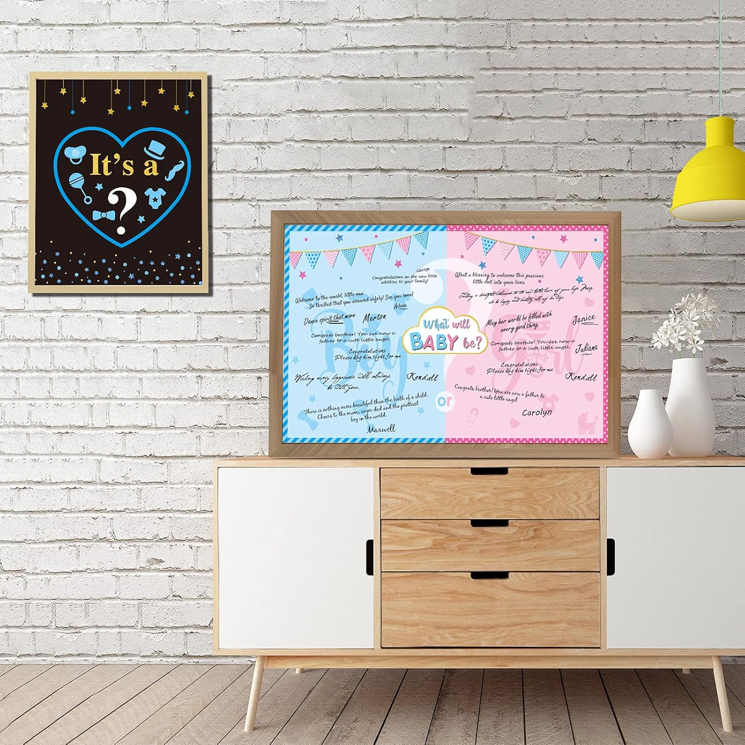 Gender Reveal Games For Guests Gender Reveal Boy Or Girl Decorations Guests Write Blessing For Baby And Sign On The Prediction Guestbook Cards Baby Q Ideas Games Party Supplies