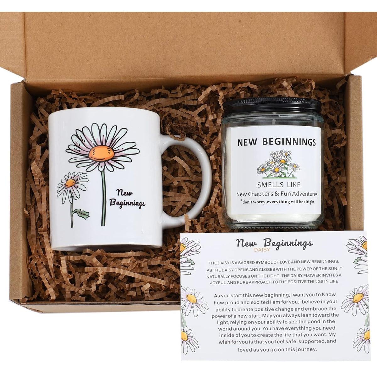 New Beginnings Box - Daisy Mug & Candle Gifts For New Job, Farewell, Good Luck