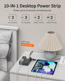 Surge Protector Power Strip 6 Outlets 4 USB Ports 2 USB C 3FT Flat Plug Extension Cord 1050J Black