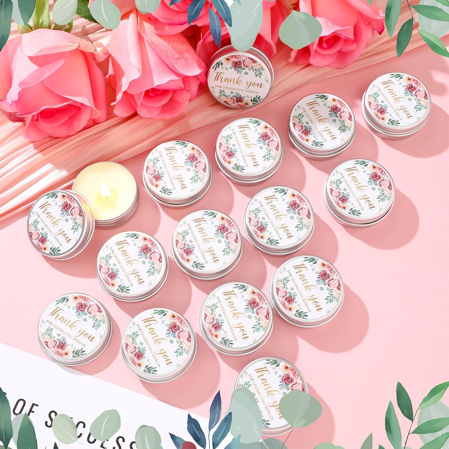 50 Pcs Wedding Candles Gift Favors For Guests 1 Oz Lavender Scented Soy Wax Aromatherapy Candle Favors For Bridal Shower Rustic Wedding Party Guests(Pink Rose)