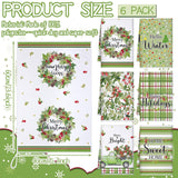 6 Pcs Merry Christmas Kitchen Towels Christmas Wreath Decorative Hand Towels Home Dish Cloth Hello Winter Farmhouse Tea Cloth Kitchen Accessories Bathroom Decor