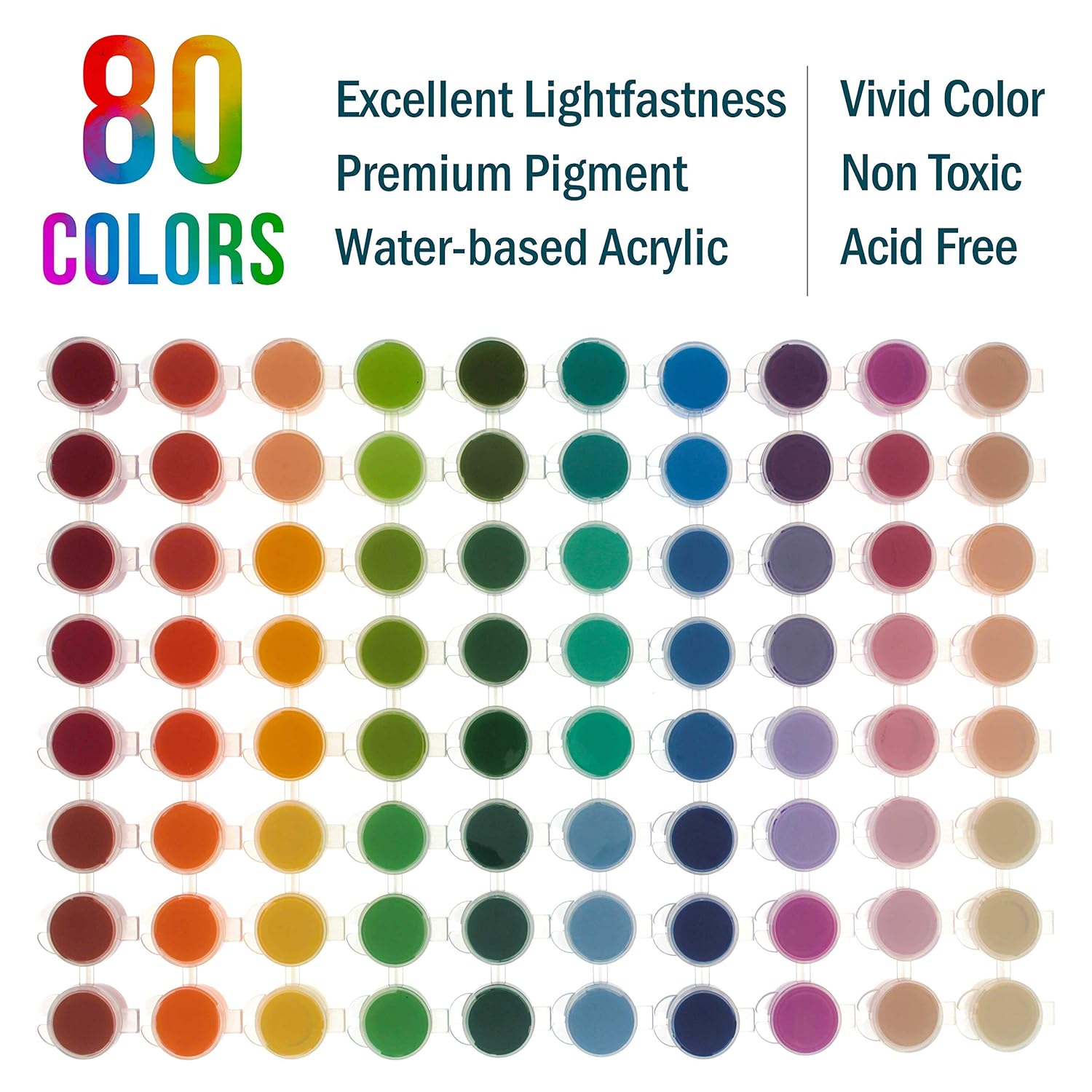 Acrylic Paint Set - 80 Colors Paint Kit For Canvas, Wood, Rock & Crafts - Non-Toxic Art Paints For Adults - Professional Acrylic Paints For Canvas Painting & Craft Supplies