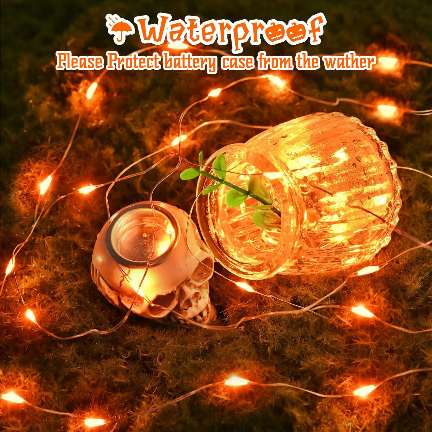 Halloween Led Fairy Lights Battery Powered 16.4Ft String Lights Battery Operated For Wedding, Home, Garden, Party, Hallo
