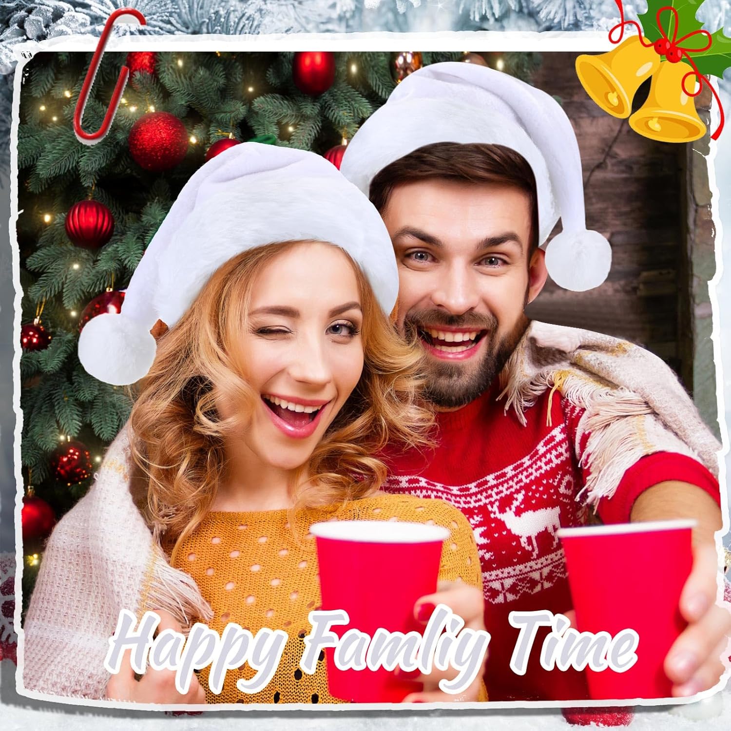 20 Pcs Santa Hats Bulk Plush Christmas Hats For Adults Women Men Holiday Party Costume(White)